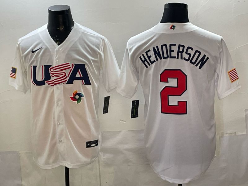 Men 2026 World Cub USA #2 Henderson White Nike MLB Jersey style 002